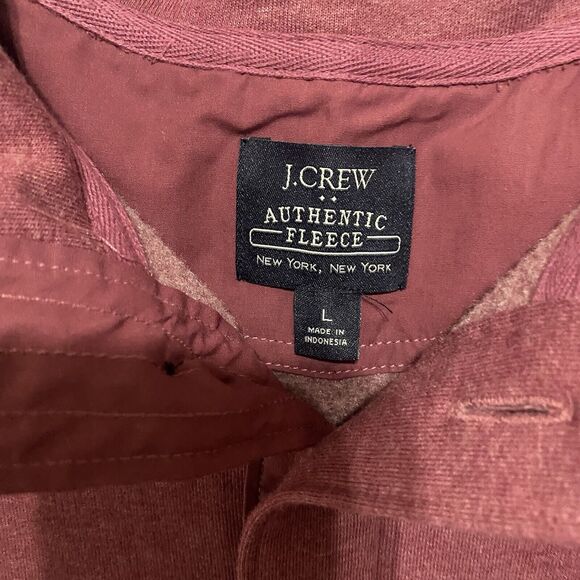 J.Crew Authentic Fleece Mens Sz L Burgundy 1/4 Button Long‎ Sleeve Athleisure - Picture 3 of 6